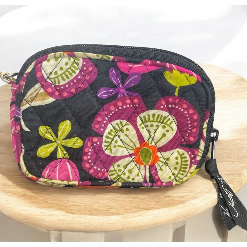 Vera Bradley Tech Phone Case 5" Pirouette Pink Floral Black Green Small Bag Zips